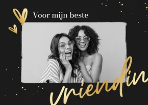 Wenskaart vriendschap vriendin goud hartjes foto