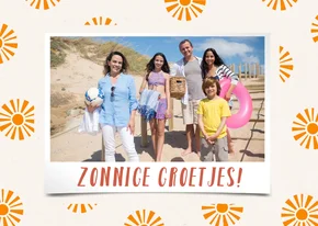 Wenskaart zonnige groetjes met zonnetjes