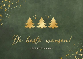Zakelijke groene kerstkaart met kerstboompjes