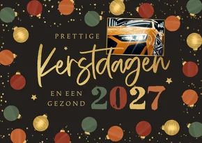 Zakelijke kerst en nieuwjaarskaart kerstballen goud foto
