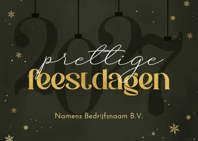 Zakelijke kerstkaart 2027 groen goud sneeuwvlokjes