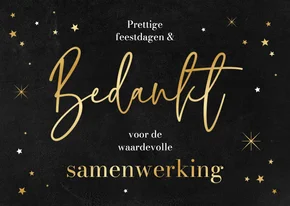 Zakelijke kerstkaart bedankt samenwerking sterren goud