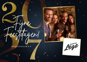 Zakelijke kerstkaart bedrijfslogo 2027 goud fijne feestdagen