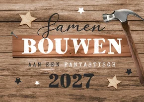 Zakelijke kerstkaart bouwbedrijf klussen industrieel hout
