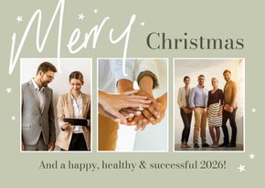 Zakelijke kerstkaart fotokaart sterren groen fotocollage