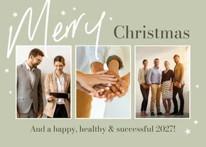 Zakelijke kerstkaart fotokaart sterren groen fotocollage