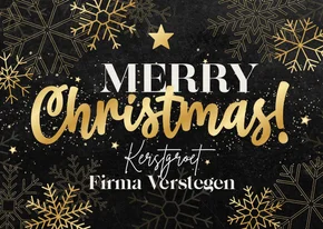 Zakelijke kerstkaart gouden sneeuwvlokken Merry Christmas 