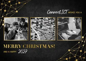 Zakelijke kerstkaart ICT gouden typografie en netwerk