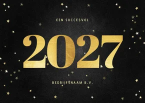 Zakelijke kerstkaart met gouden 2027 en sterren