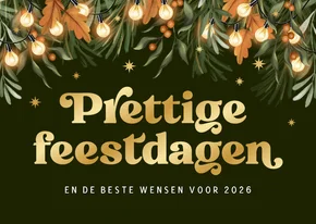 Zakelijke kerstkaart nieuwjaar kerstlampjes groen oranje