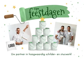 Zakelijke kerstkaart schilder verfblikken kerstboom foto's