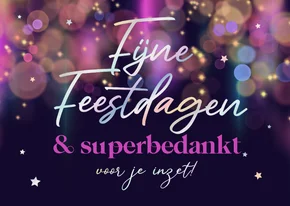 Zakelijke kerstkaart sprankelend bokeh paars holografisch