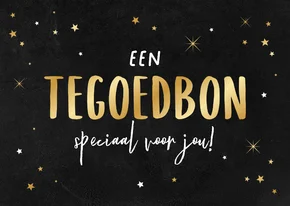 Zakelijke kerstkaart tegoedbon sterren goud krijtbord
