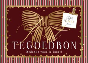 Zakelijke kerstkaart tegoedbon strik sterren goud logo