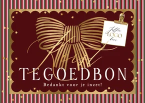 Zakelijke kerstkaart tegoedbon strik sterren goud logo