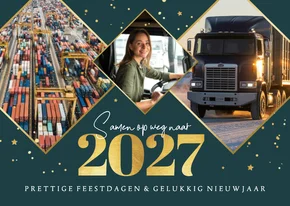 Zakelijke kerstkaart transport 2027 fijne feestdagen