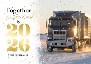 Zakelijke kerstkaart transport foto 2026 sneeuw goud