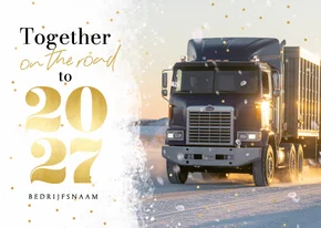 Zakelijke kerstkaart transport foto 2027 sneeuw goud