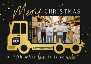 Zakelijke kerstkaart transportbedrijf vrachtwagen goud foto