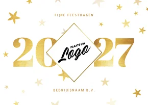 Zakelijke nieuwjaarskaart 2027 met logo ruit en sterren
