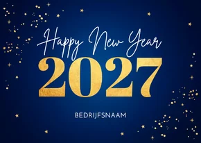 Zakelijke nieuwjaarskaart blauw 2027 goudlook