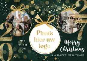 Zakelijke nieuwjaarskaart fotocollage jaartal goud sterren