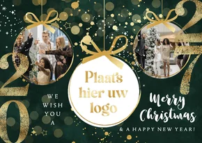 Zakelijke nieuwjaarskaart fotocollage jaartal goud sterren