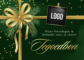 Zakelijke tegoedbon kerst feestdagen strik goud confetti