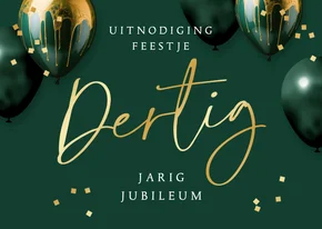 Zakelijke uitnodiging 30 jaar jubileumfeest ballonnen groen