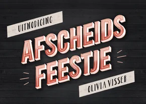 Zakelijke uitnodiging afscheidsfeestje hout en vintage look