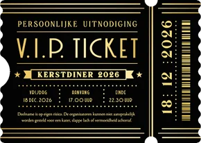 Zakelijke uitnodiging kerstdiner VIP-ticket zwart