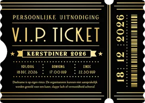 Zakelijke uitnodiging kerstdiner VIP-ticket zwart 
