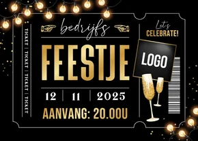 Zakelijke uitnodiging ticket bedrijfsfeest personeel