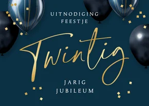 Zakelijke uitnodiging twintig jarig jubileum ballonnen