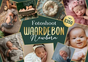 Zakelijke waardebon fotoshoot newborn baby foto's