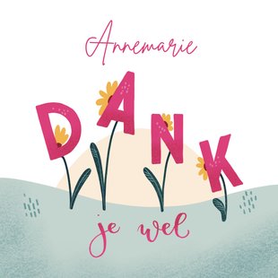 Bedank kaart met bloemen en plek voor een naam | Kaartje2go