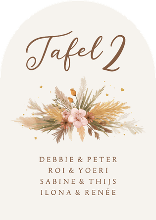 Tafelschikking boogkaart bohemian bloemen gras romantisch