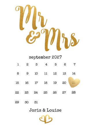 Kalender Mr & Mrs goud - BK