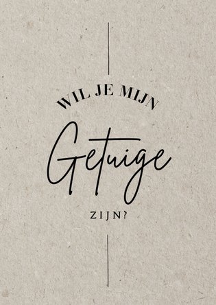 Less is more getuige kaart trouwerij kraftlook moderne typo