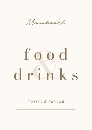 Menukaart minimalistische beige met bruin food & drinks
