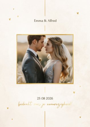 Minimalistische bedankkaart met gouden details