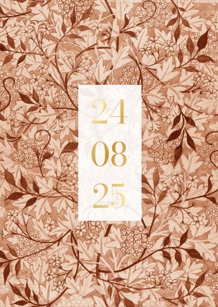 Save the date met vintage patroon blaadjes en wit vlak