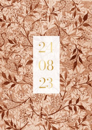 Save the date met vintage patroon blaadjes en wit vlak