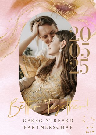 Stijlvolle kaart geregistreerd partners watercolor bohemian