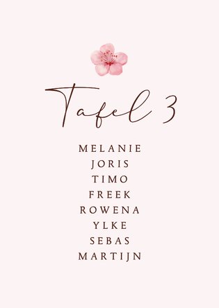 Tafelschikking lente bruiloft kersenbloesem romantisch