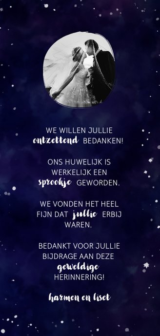 Bedankkaart 'LOVE' Galaxy Achterkant