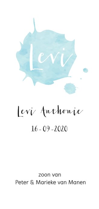 Blauwe waterverf met naam 3