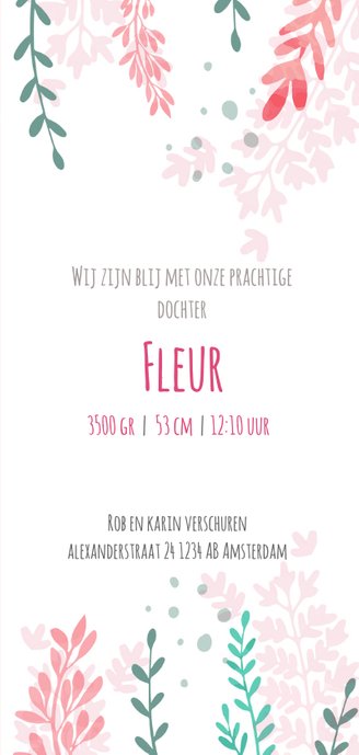 Bloemen geboortekaartje 3