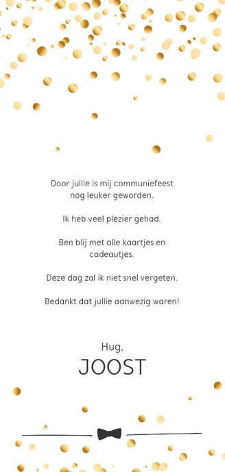 Communie confetti boy bedankt Achterkant