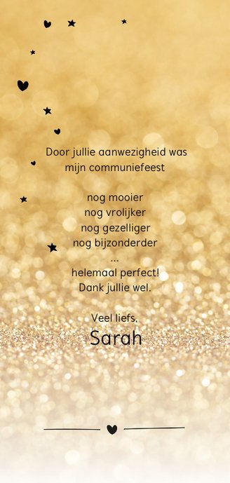 Communie gold bedankt Achterkant